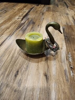Brass Duck Candle Holder Trinket Dish
